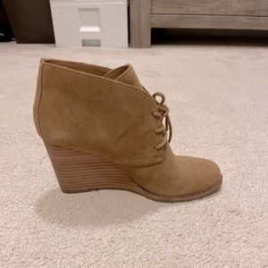 Lucky brand suede wedge heeled booties